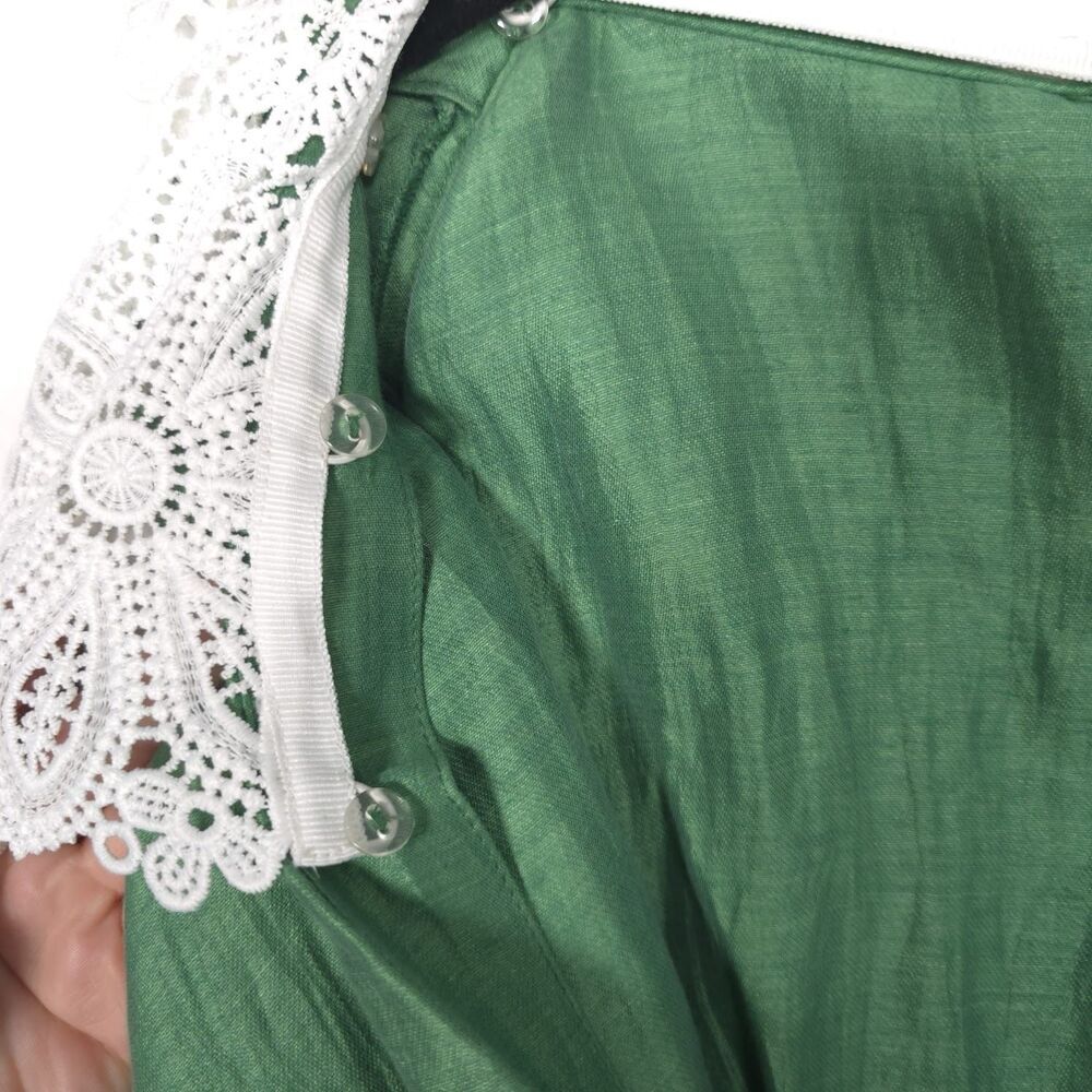 NWT MAJE Women’s‎ Size 40 US 8 LINEN Blend Short Jumpsuit Romper Green Lace - Picture 11 of 16